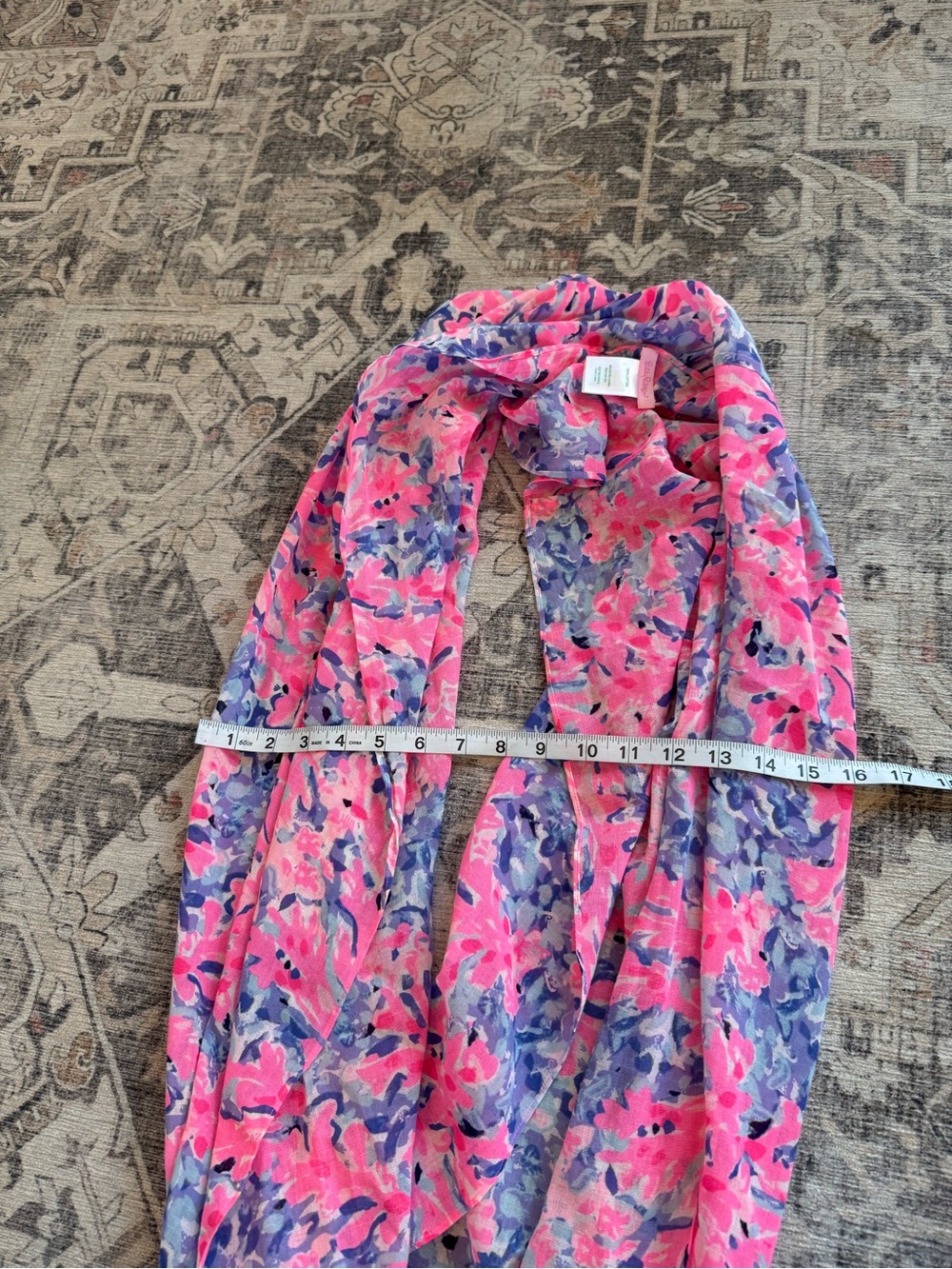 Lilly Pulitzer 100% Cotton Pink, Purple, Blue Print Infinity Scarf - Picture 5 of 9